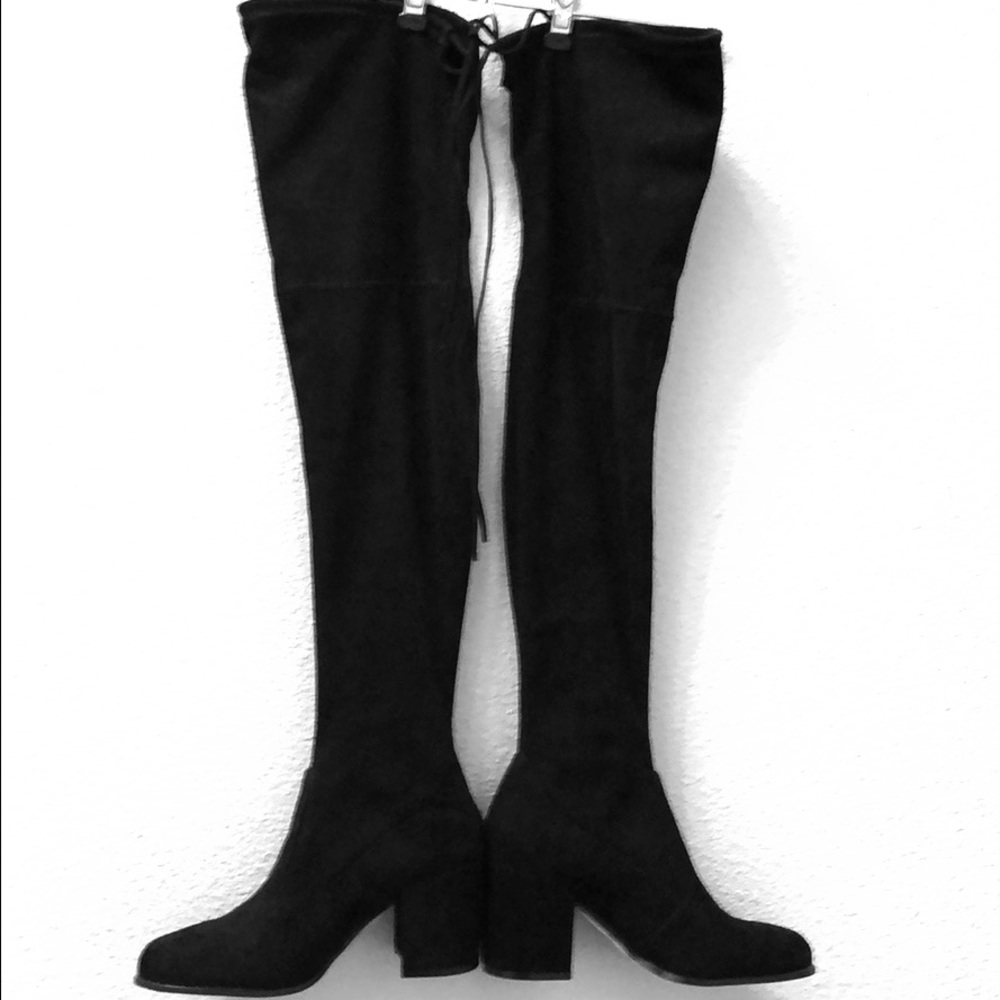 Beautiful black lace up over the knee boots